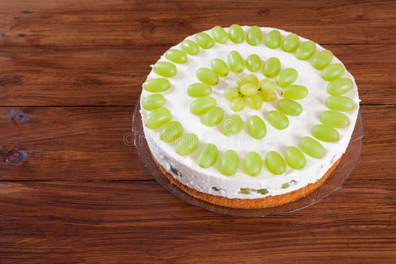 Grape Torte with Green Grapes on Cake Plate Stock Image Image of