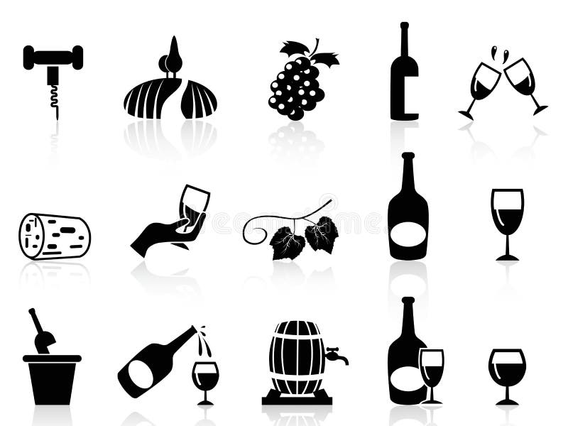 Grape wine icons set