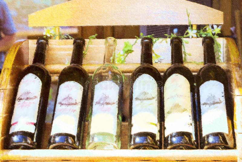 Grape wine of local production in bottles