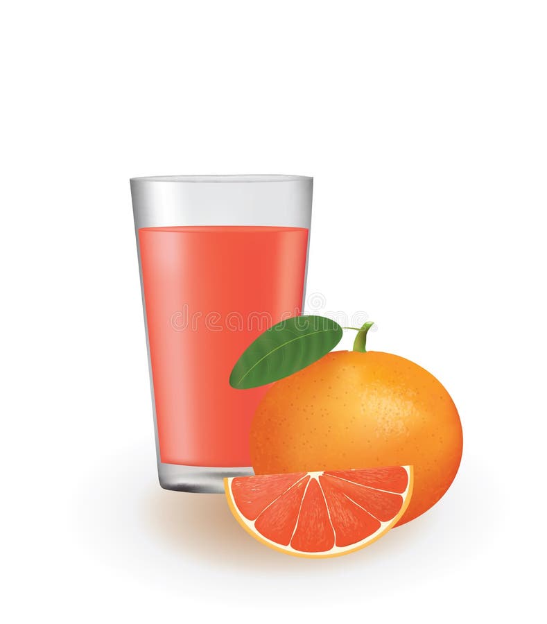 Grapefruit juice with fresh grapefruit stock illustration Grapefruit juice with fresh grapefruit stock illustration