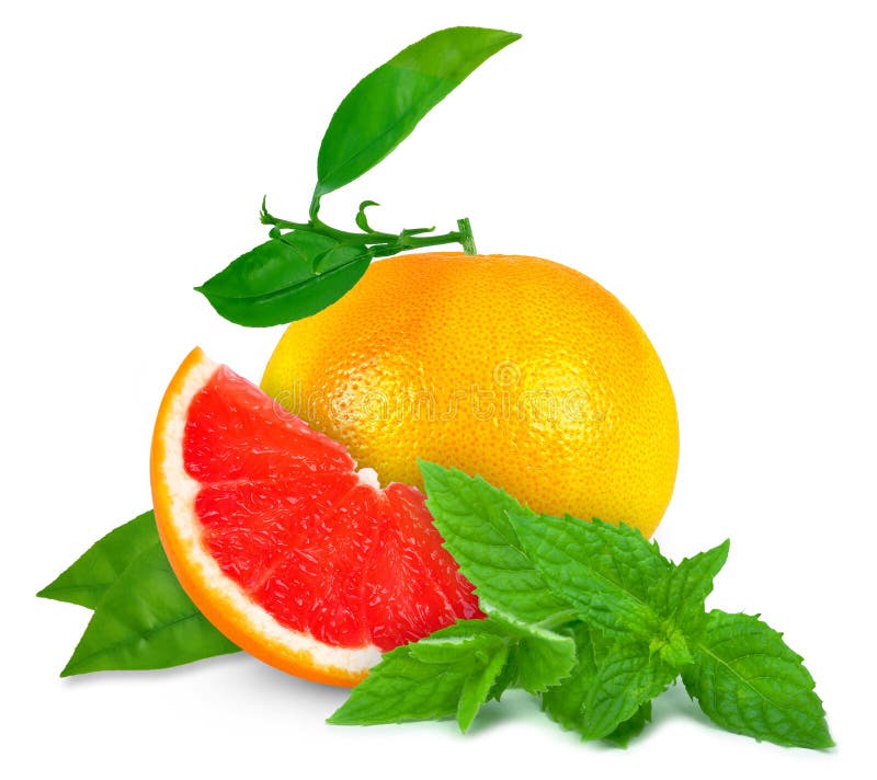 Grapefruit and mint stock photo. Image of juicy, leaves 42737582