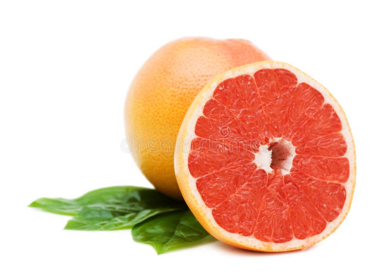 Grapefruits with green leafs