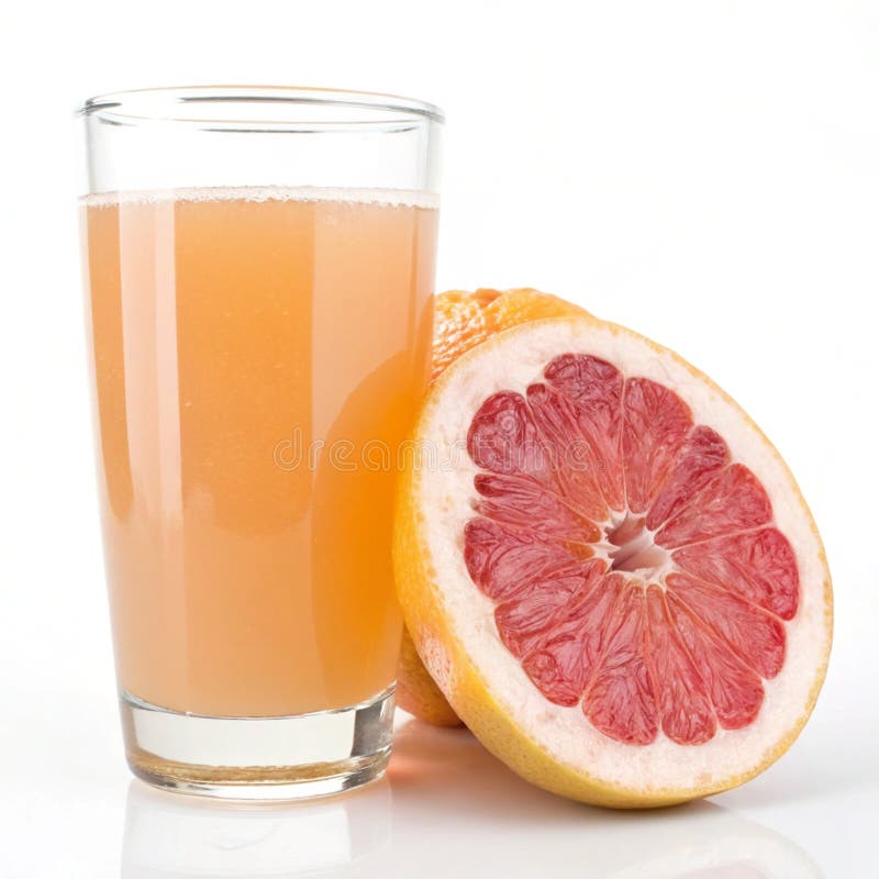 Grapefruitsaft mit einer Grapefruitscheibe, auf weißem Hintergrund isoliert lizenzfreie abbildung