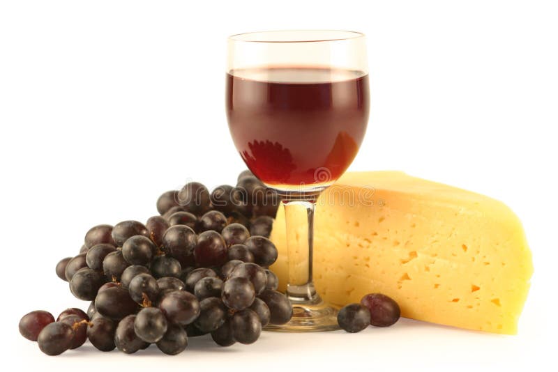 Grapes, cheese and a glass