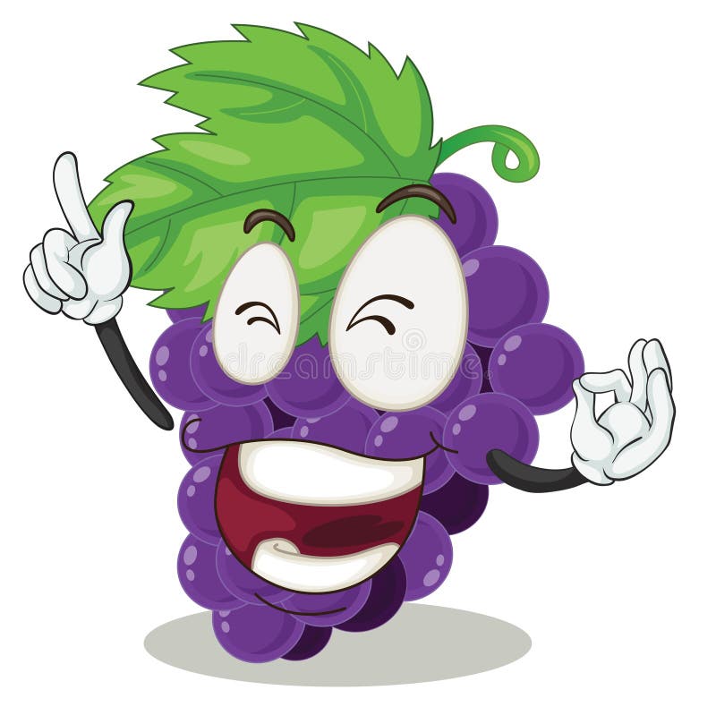 Funny Bunch of Grapes Smiling Character Stock Vector - Illustration of ...