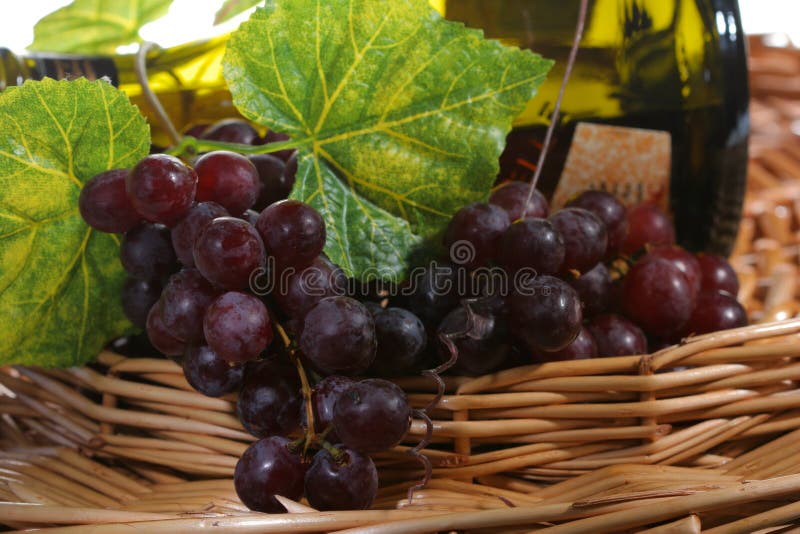 Grapes With Leaf And Wine Picture. Image 2351005