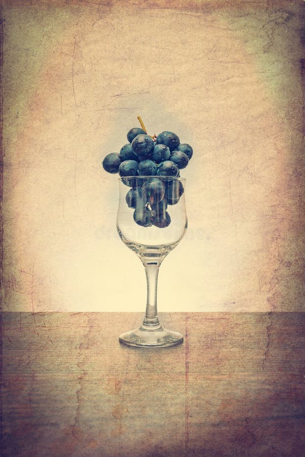 Grapes in Wine Glass Concept Vintage Filter Stock Photo Image of