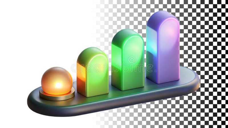 Graph bars 3D icon, data chart for business and statistic designs. png transparent image Generative AI stock illustration