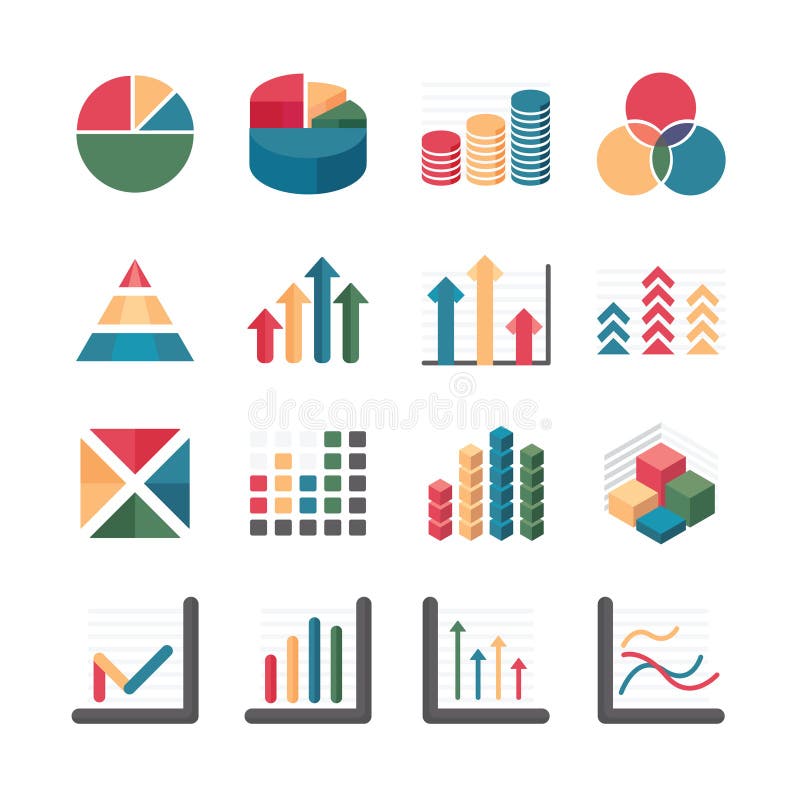 Graph Chart Business and Financial Icons Set. Vector Illustration Stock ...