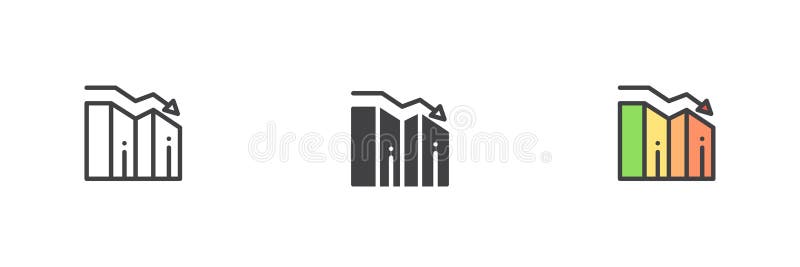 Graph Down Different Style Icon Set Stock Vector - Illustration of ...
