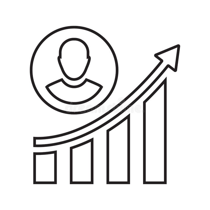 Graph, Growth, Man Outline Icon. Line Art Vector Stock Illustration Illustration of ambition