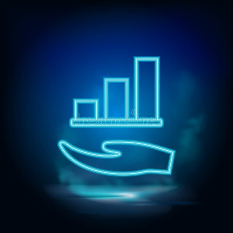 Graph, Growth Neon Icon. Blue and Yellow Neon Vector Icon Stock