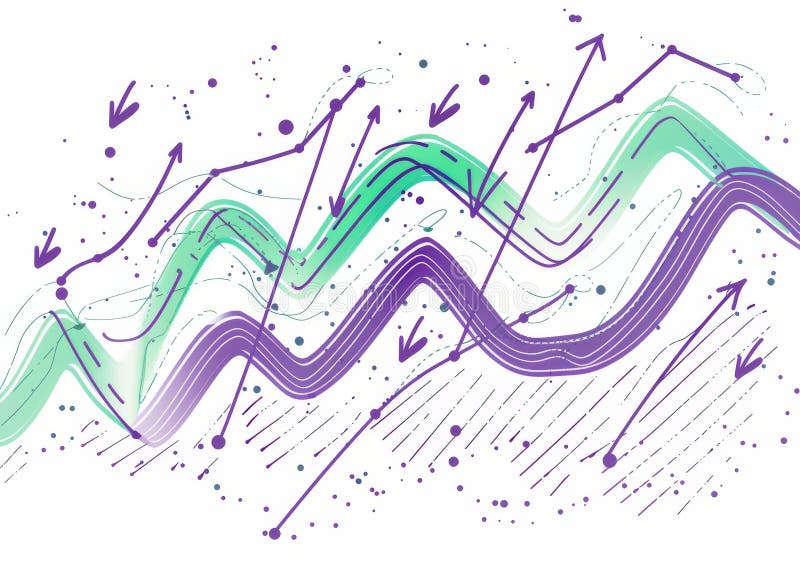 A graph with hand-drawn multicolored lines, arrows, and annotations on a white background depicting a conceptual. Annotations ai stock images, royalty-free photos and pictures
