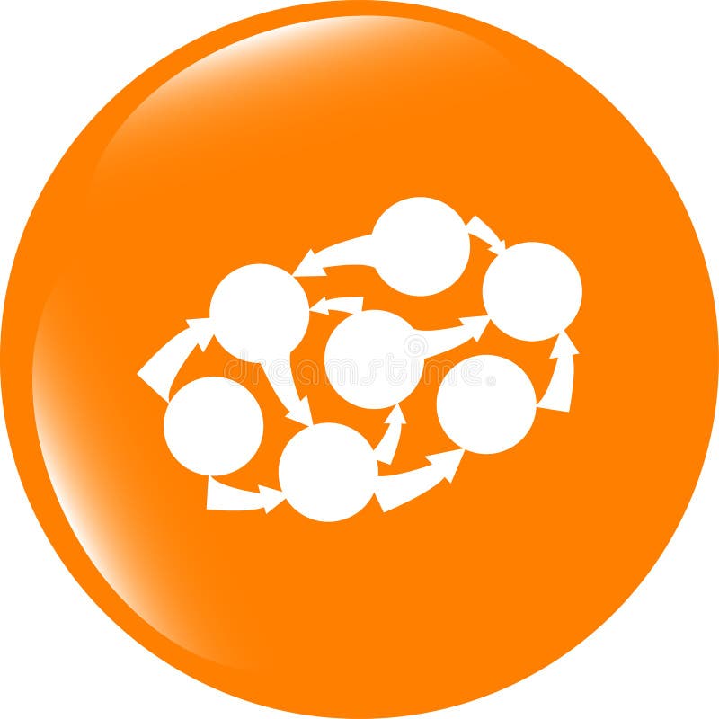 Graph Icon on Button. Trendy flat style sign isolated on white background stock illustration