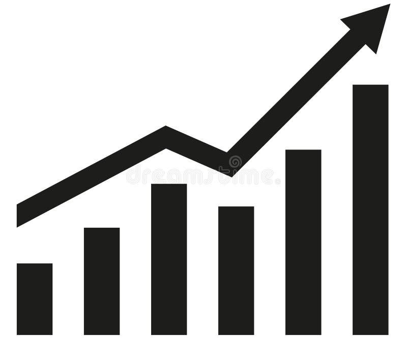 Graph with Increase Report. Diagram with Rise and Gain Progress Stock ...