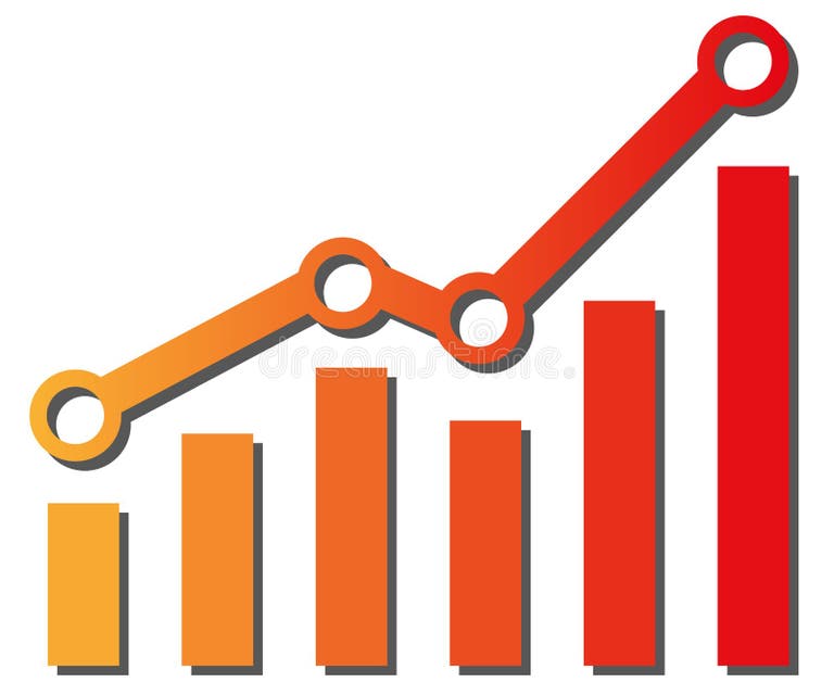 Graph with Increase Report. Diagram with Rise and Gain Progress Stock ...