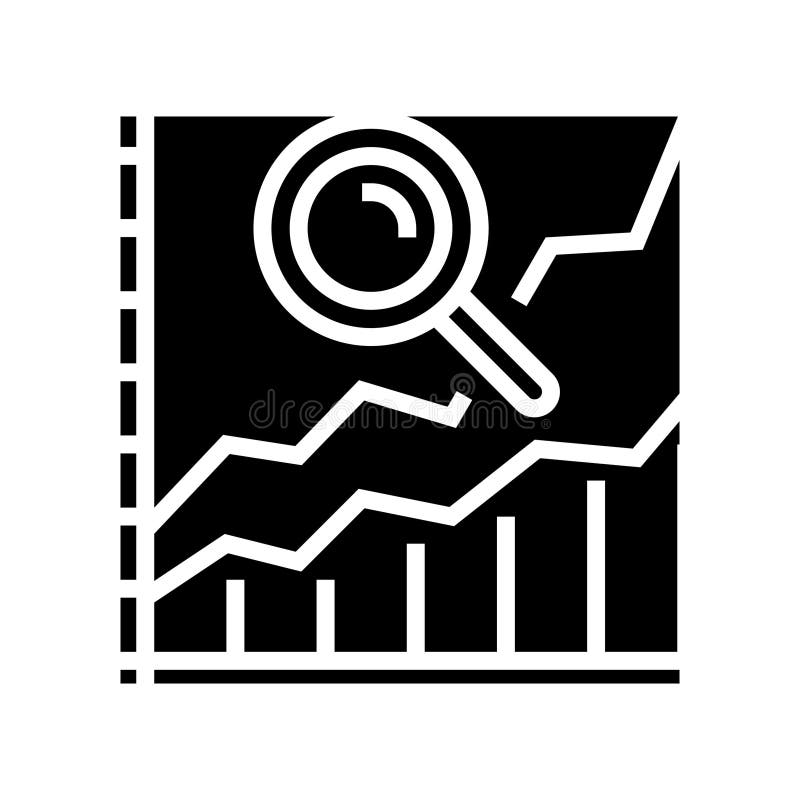 Graph search magnifying glass glyph icon vector illustration vector illustration
