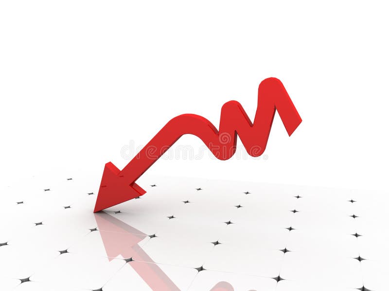 Graph showing decrease in profits or earnings