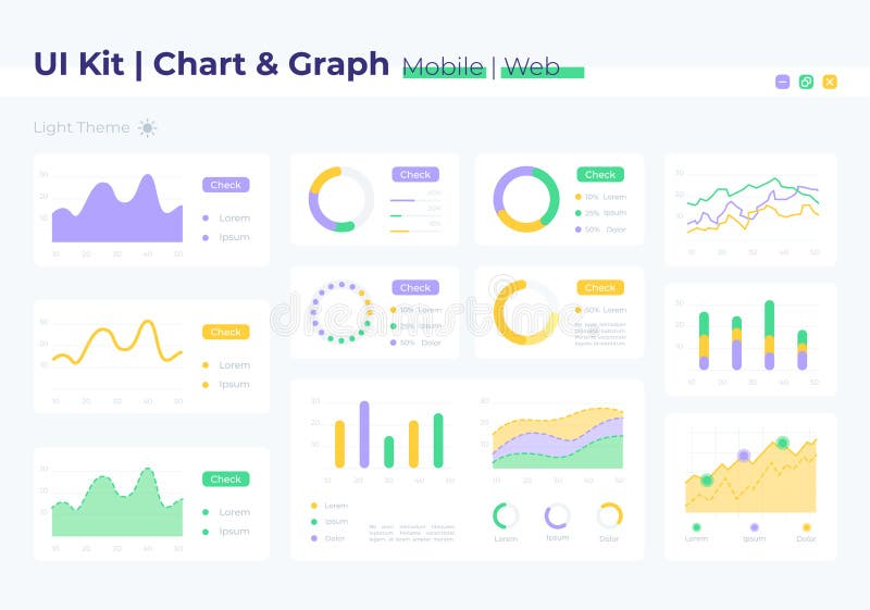 Graph UI elements kit stock vector. Illustration of growth - 183663525