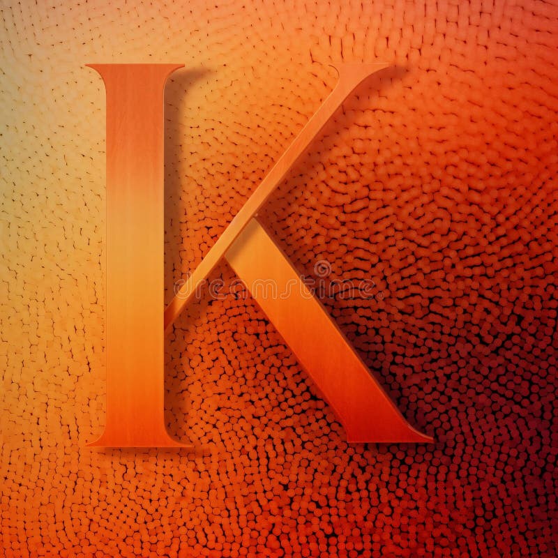 Letter k on a textured background, 3d render, computer generated images stock illustration