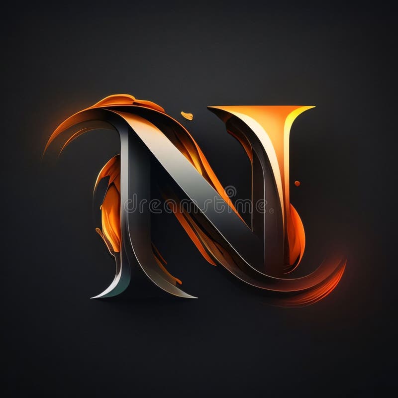 Vector letter n uppercase 3d font randat cu efect de foc royalty free illustration