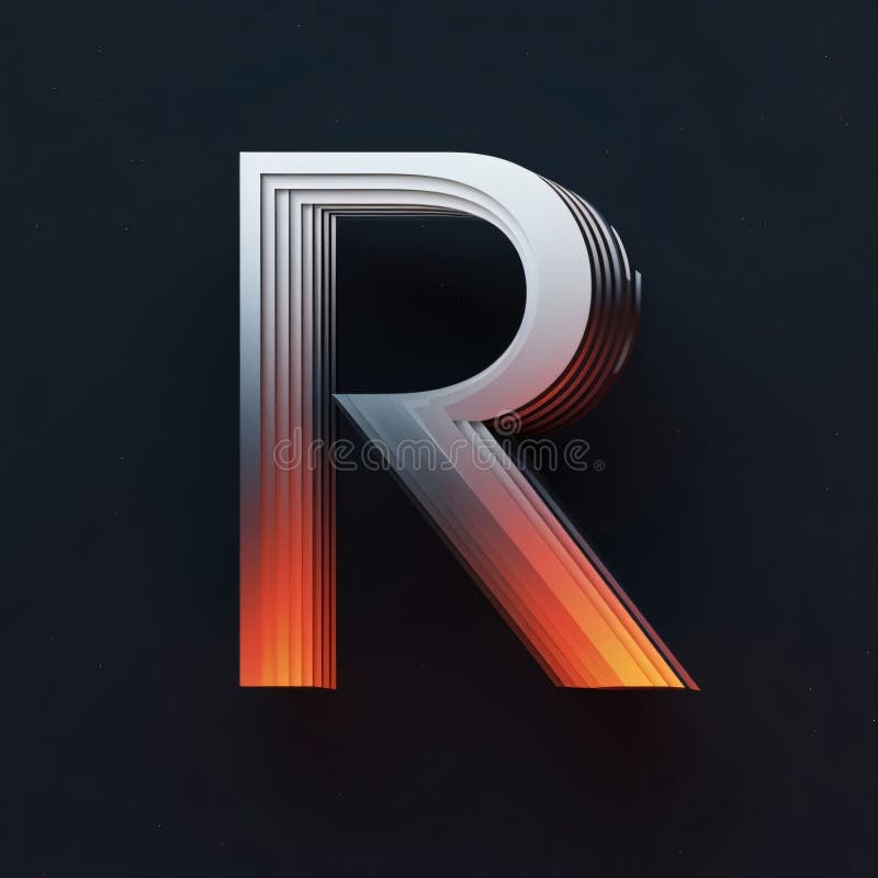 Font format vectorial sau majusculă 3d randată cu gradient portocaliu și negru stock illustration