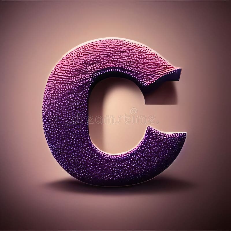 Font randat format Letter violet vector c uppercase 3d stock illustration
