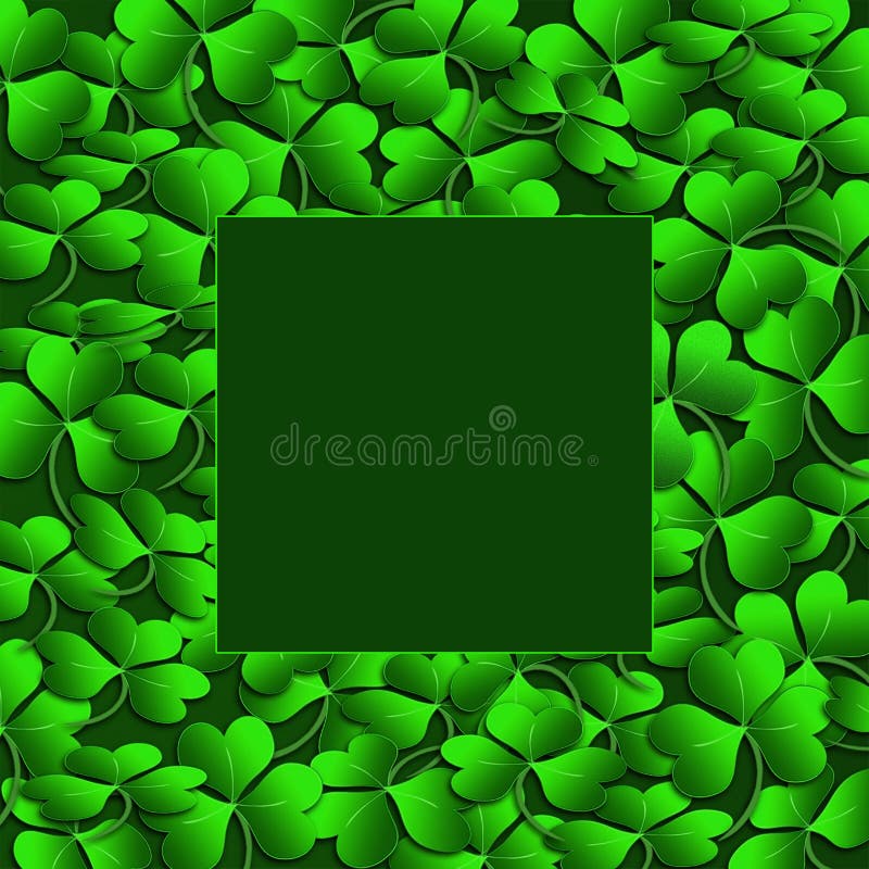 Graphic Background Filled with Green Gradient Shamrocks, Text Area