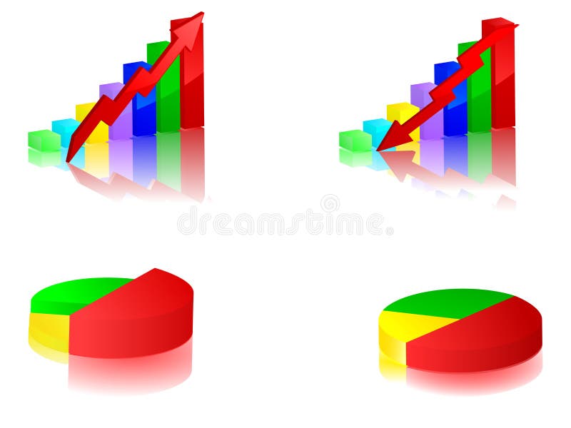 Graphic bar and pie set vector illustration
