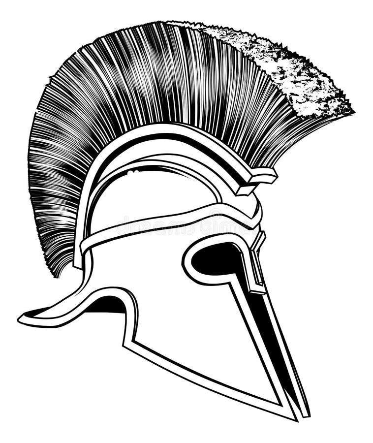 Graphic of a bronze Trojan Helmet, Spartan helmet, Roman helmet or Greek he...