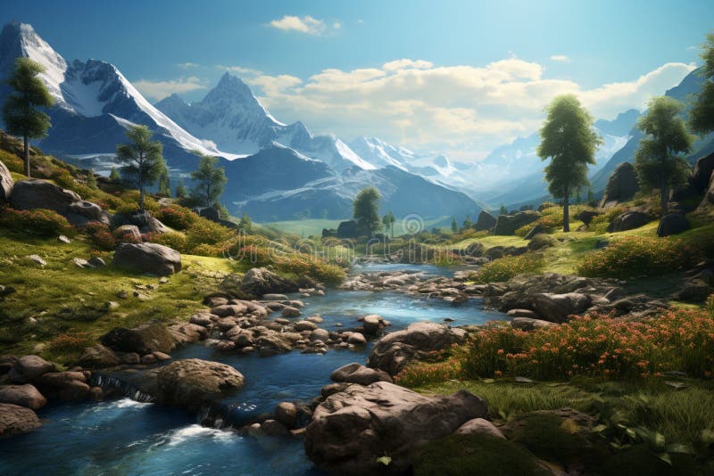 Graphic depiction of a nature landscape vector illustration