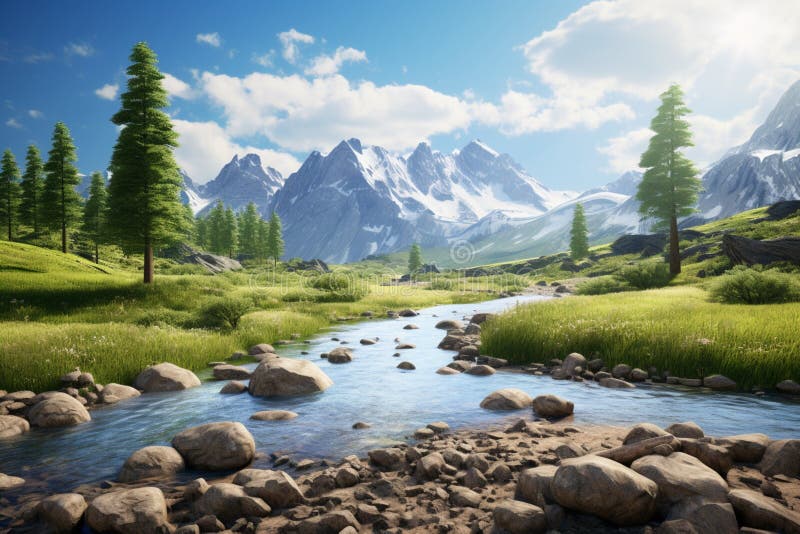 Graphic depiction of a nature landscape vector illustration