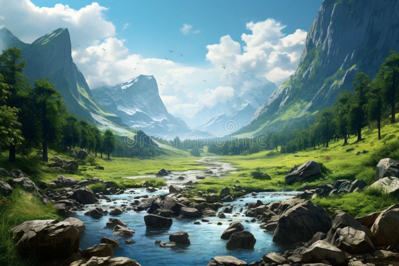 Graphic depiction of a nature landscape vector illustration