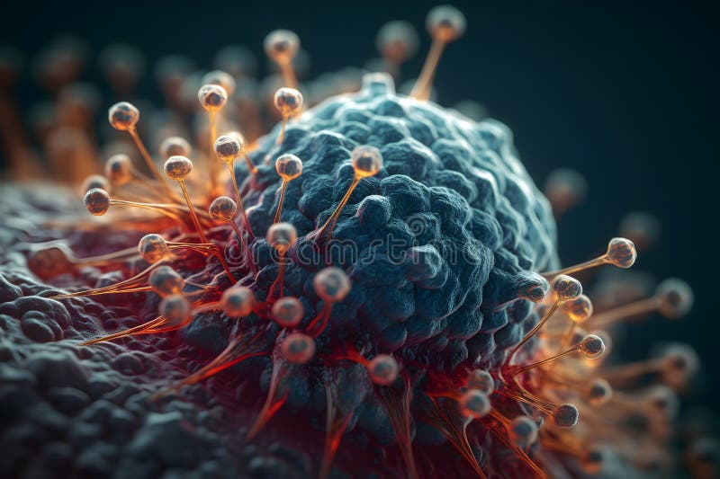 Virus Seen Under a Microscope, Showcasing Its Distinct Structure and