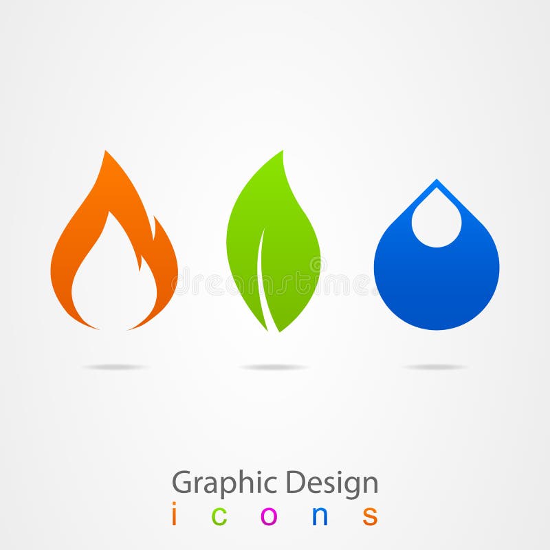Graphic design drop leaf flame logo. Green drop vectors