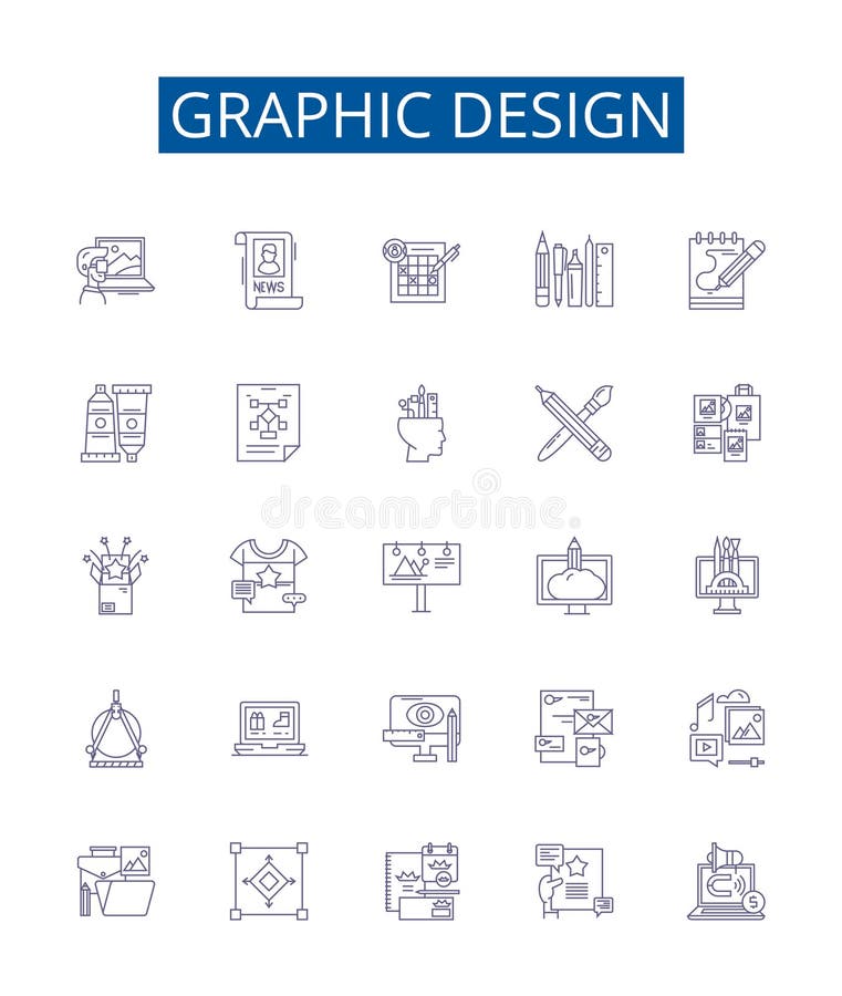 Graphic Design Line Icons Signs Set. Design Collection of Drawing