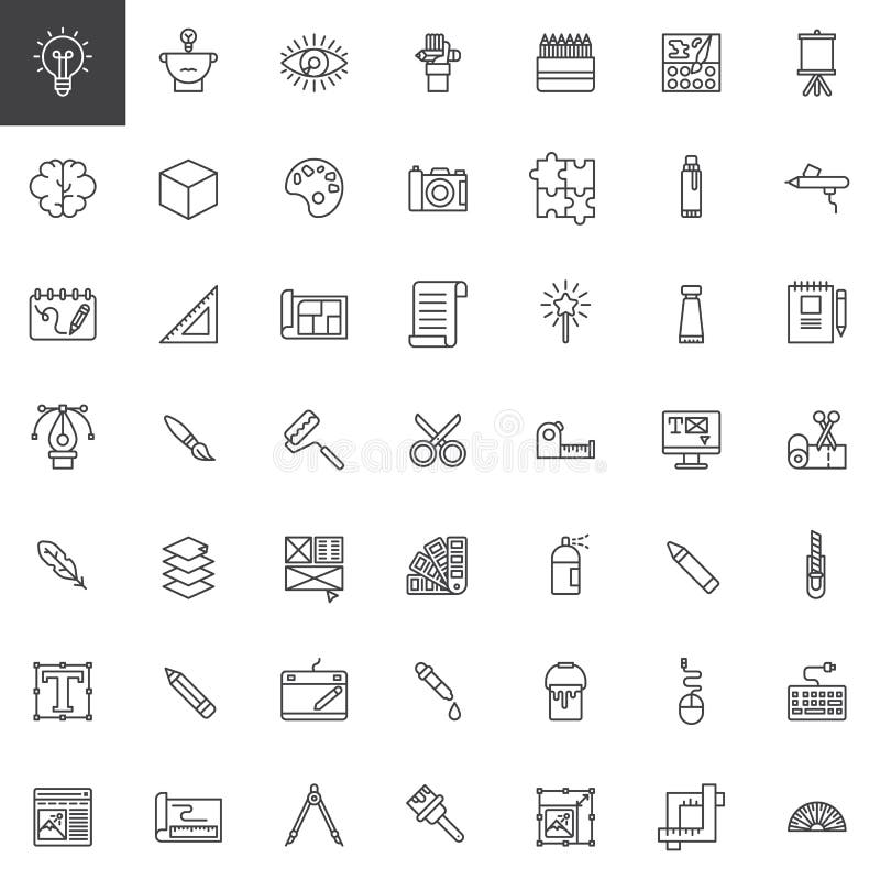 Graphic Design Tools Thin Line Icons 685319 Vector Art at Vecteezy
