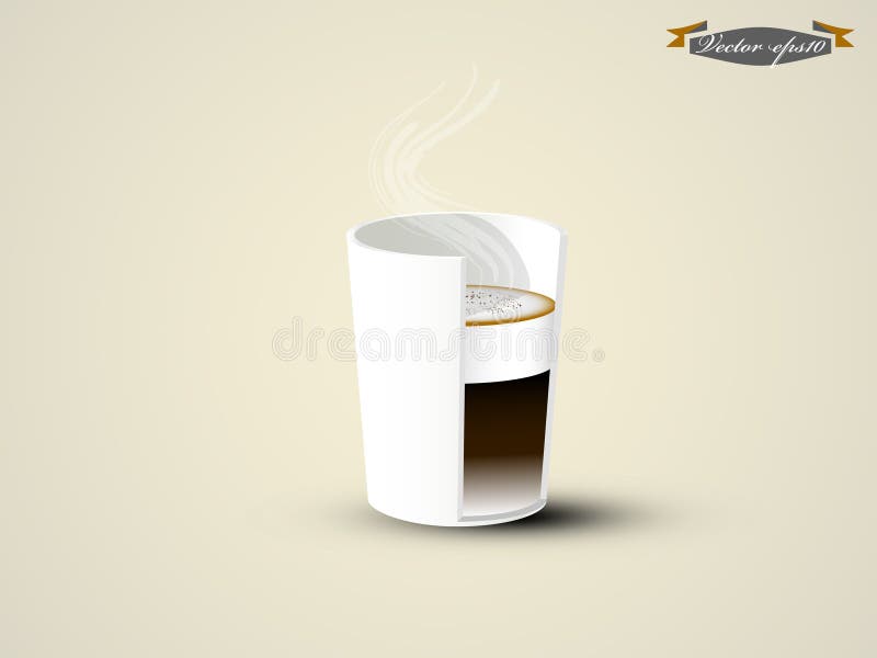 Graphic Design Vector of Latte Coffee Cup in Cross Section View Stock