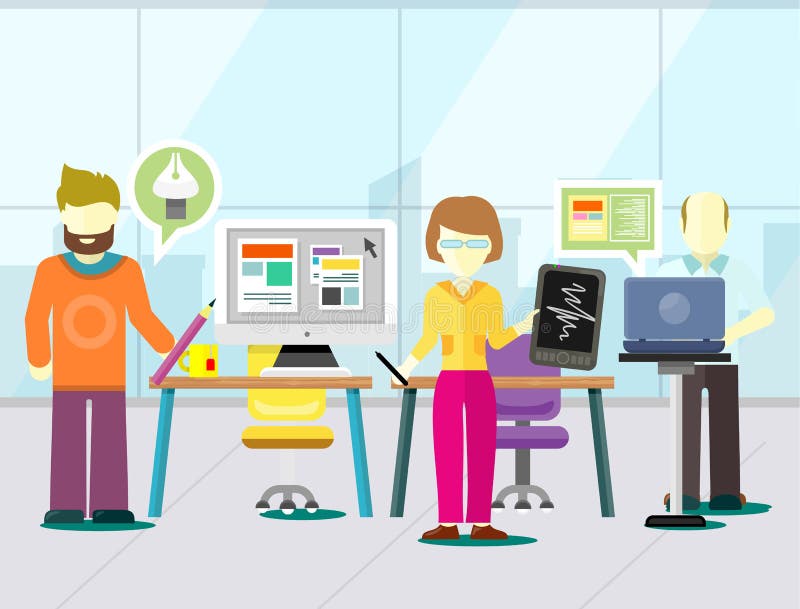 Graphic Designer and Computer Development Vector vector illustration