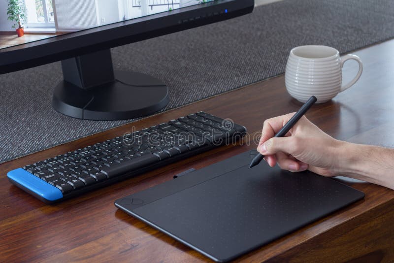 Graphic Designer Hand with Stylus Pen Stock Image Image of design