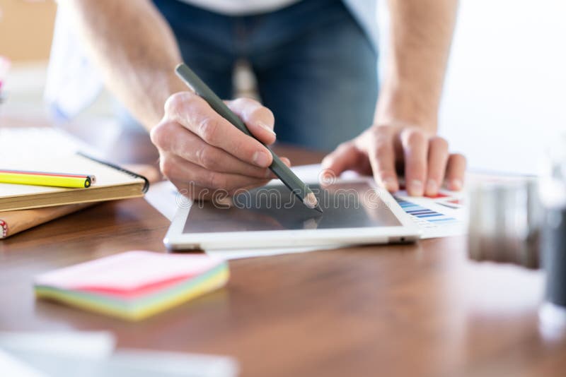 Graphic Designer Working with Interactive Pen Display, Digital Drawing