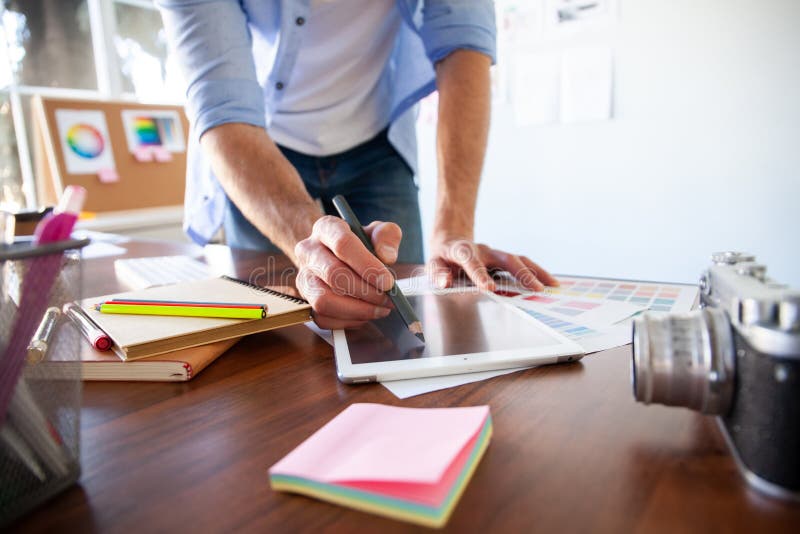 Graphic Designer Working with Interactive Pen Display, Digital Drawing