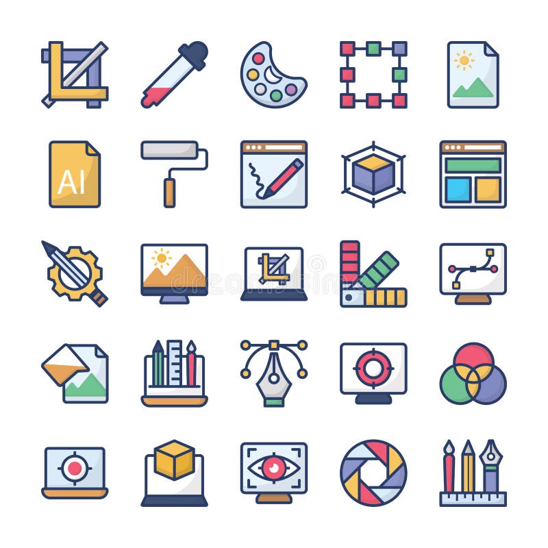 Web Designing Icons Set, Simple Style Stock Vector - Illustration of