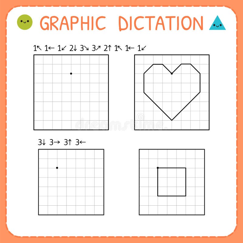 Graphic dictation. Preschool worksheet for practicing motor skills. Kindergarten educational game for kids. Working pages for
