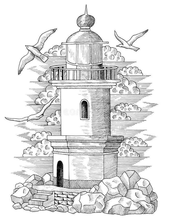 Graphic drawing of light house 3