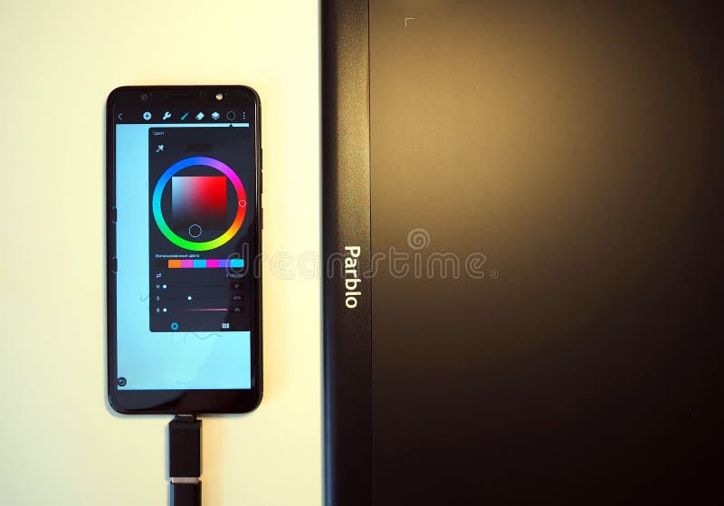 Graphic drawing tablet, details and close-up stock image