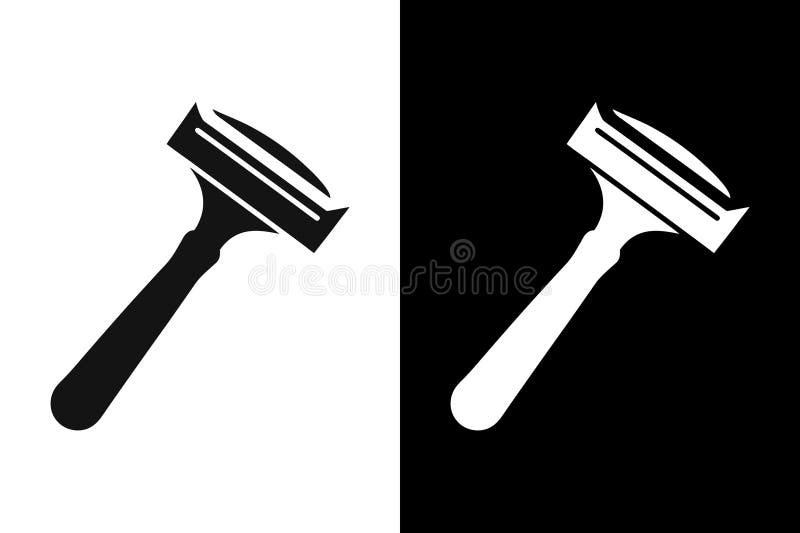Classic Double-Edge Safety Razor Icon - Black and White Split royalty free illustration