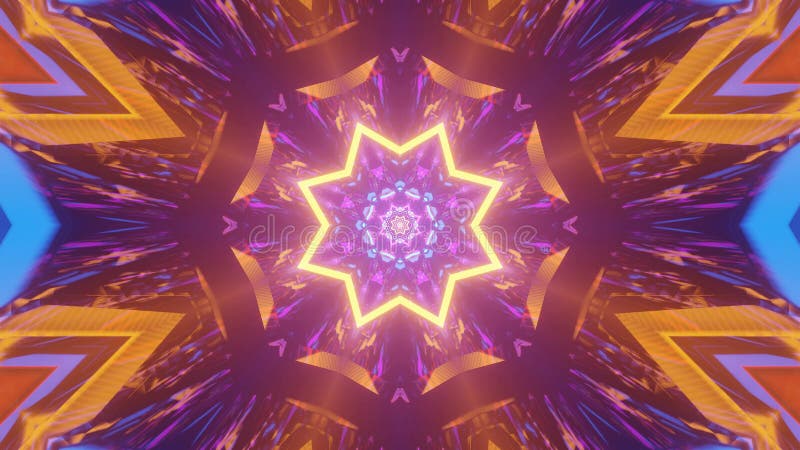 Graphic illustration of 3D rendered futuristic colorful geometric objects and patterns royalty free illustration