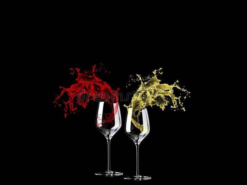 Graphic Illustration of Wine Glasses with Special Effects Stock Image