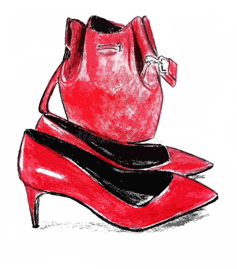 Red shoes and a red purse stock photo. Image of style - 181649902